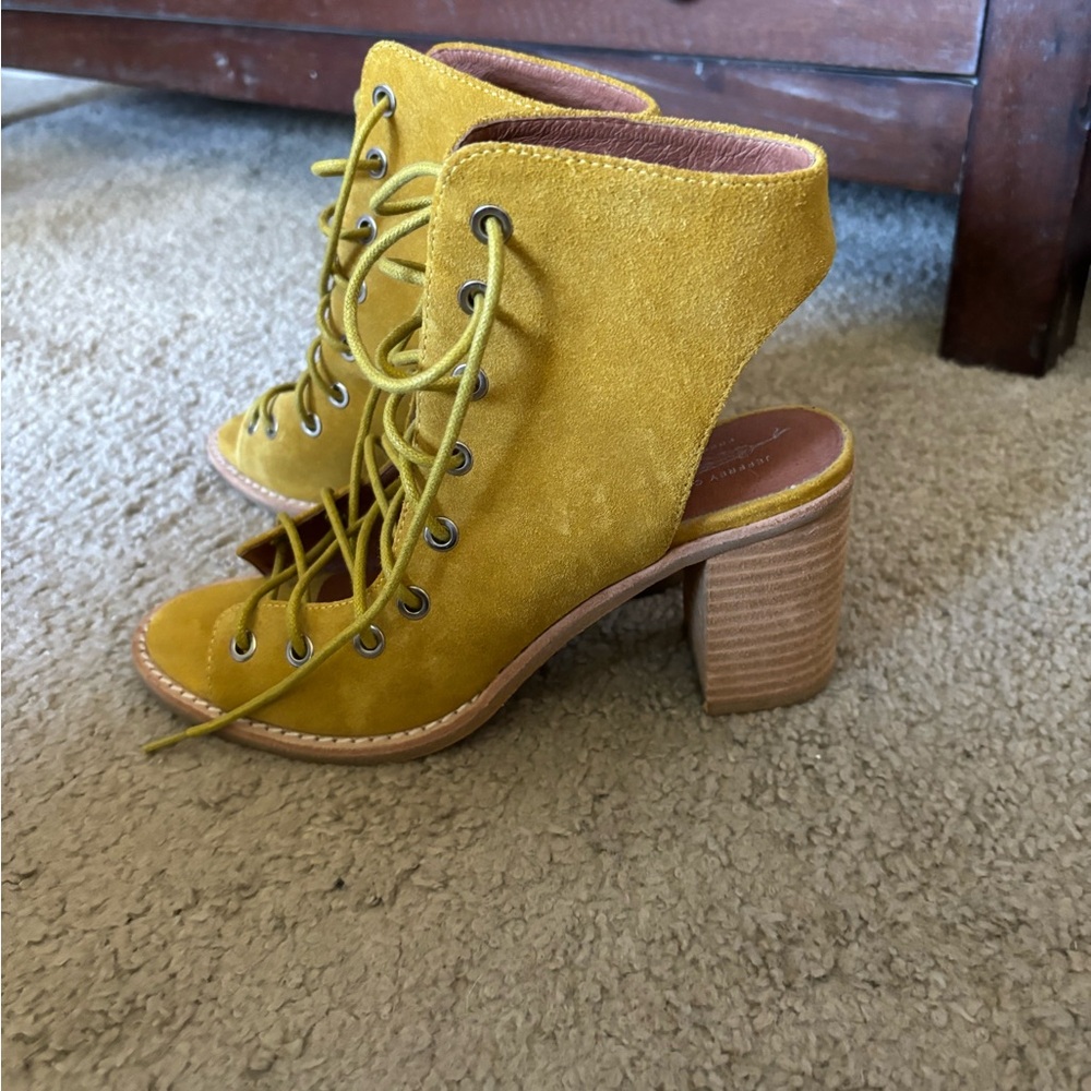 Jeffrey Campbell x Free People Minimal Lace up Heels - Worn Once Yellow Size 7.5 - Picture 3 of 9